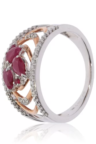 Vörös-Fehér arany gyémánt és rubin köves gyűrű 76956