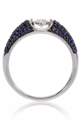 Fehér arany gyémánt és zafír köves gyűrű 76958