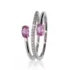 Fehér arany gyémánt és pink zafír köves gyűrű 76980