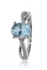 Fehér arany gyémánt és kék topáz köves gyűrű 76983