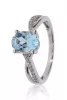 Fehér arany gyémánt és kék topáz köves gyűrű 76983