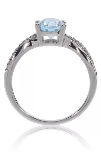 Fehér arany gyémánt és kék topáz köves gyűrű 76983