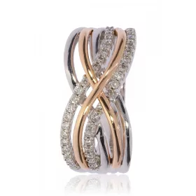 Fehér-Vörös arany gyémánt köves gyűrű 76986