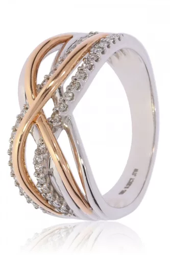 Fehér-Vörös arany gyémánt köves gyűrű 76986