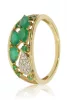 Sárga arany gyémánt és smaragd köves gyűrű 77015