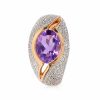 Vörös arany gyűrű ametiszt és gyémánt kövekkel elegáns ékszer - IGR-30961