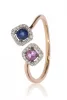 Vörös arany gyémánt és zafír köves gyűrű 77019
