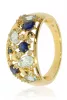 Sárga arany zafír és kék topáz köves gyűrű 77020