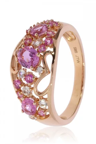 Vörös arany zafír köves gyűrű 77021