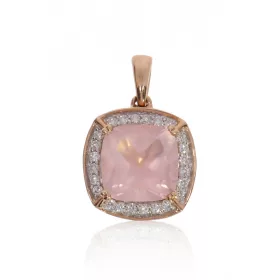 Vörös arany gyémánt és aquamarin köves medál 77036