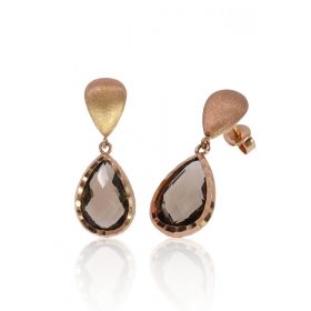Vörös arany füstkvarc köves stekkeres fülbevaló 77151