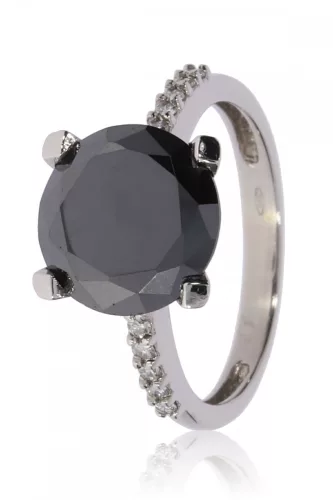 Fehér arany fekete gyémánt köves gyűrű 77520