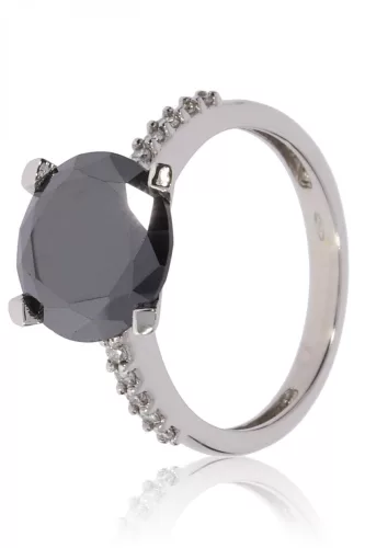 Fehér arany fekete gyémánt köves gyűrű 77520