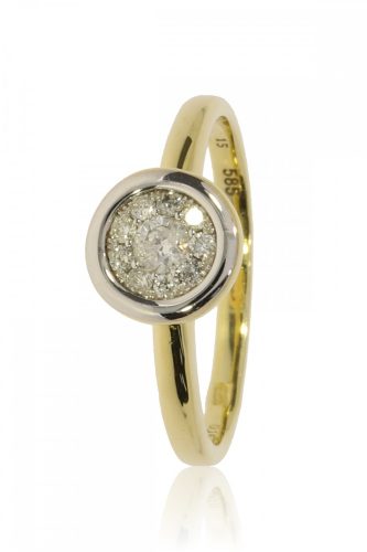Sárga-Fehér arany gyémánt köves gyűrű 78596