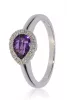 Fehér arany gyémánt és ametiszt köves gyűrű 78604