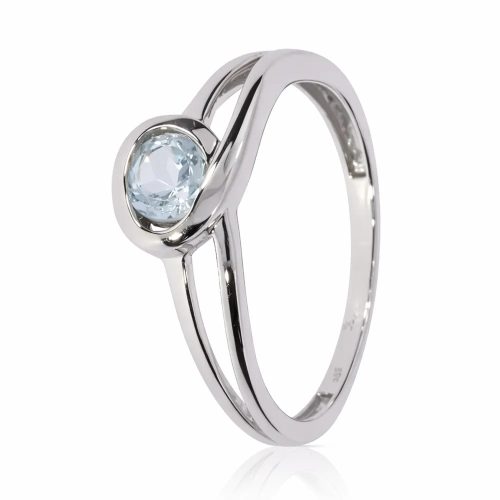 Fehér arany áttört gyűrű világoskék topáz kővel elegáns ékszer