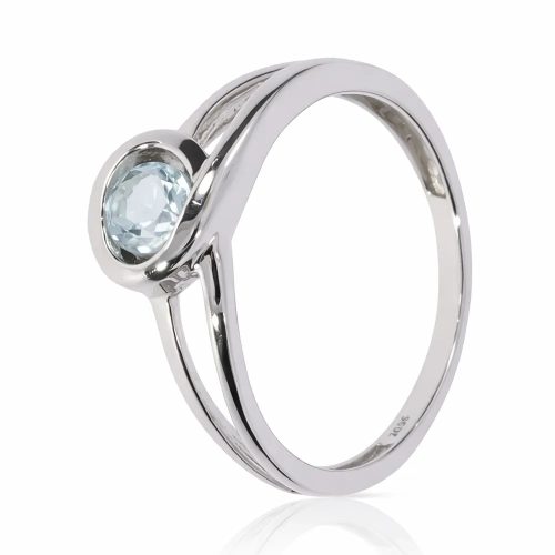 Fehér arany áttört gyűrű világoskék topáz kővel elegáns ékszer