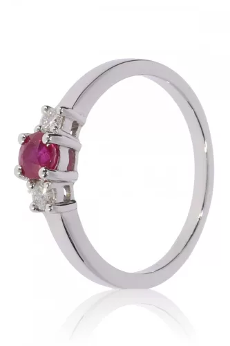 Fehér arany gyémánt és rubin köves gyűrű 80129