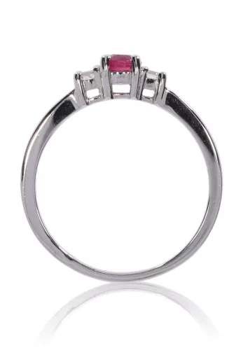 Fehér arany gyémánt és rubin köves gyűrű 80129
