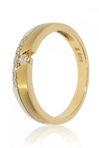 Sárga-Fehér arany gyémánt köves gyűrű 80155
