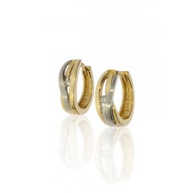   Sárga-Fehér arany gyémánt köves zsanér záras fülbevaló 81469