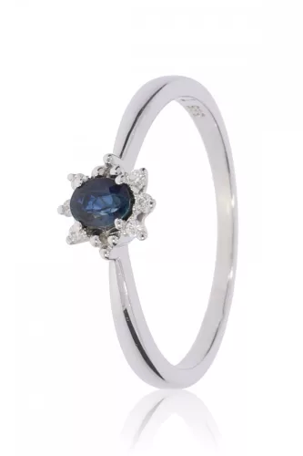 Fehér arany gyémánt és zafír köves gyűrű 81485