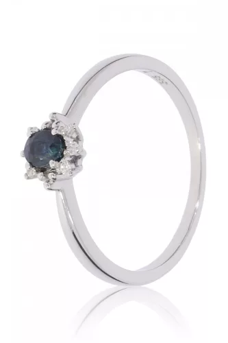 Fehér arany gyémánt és zafír köves gyűrű 81485