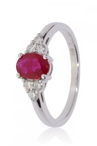 Fehér arany gyémánt és rubin köves gyűrű 81519