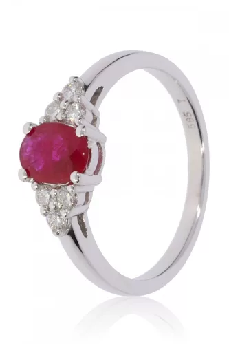 Fehér arany gyémánt és rubin köves gyűrű 81519