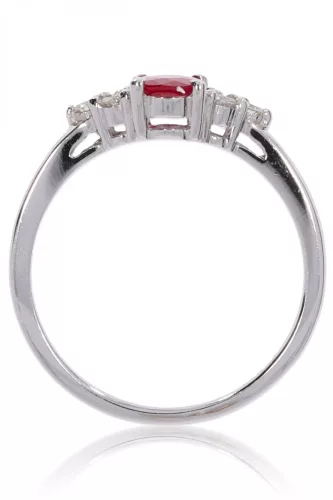 Fehér arany gyémánt és rubin köves gyűrű 81519