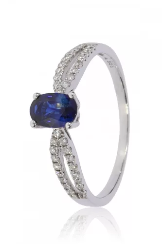 Fehér arany gyémánt és zafír köves gyűrű 81520