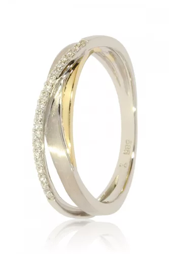 Fehér-Sárga arany gyémánt köves gyűrű 81521