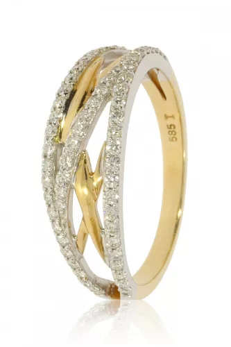 Sárga-Fehér arany gyémánt köves gyűrű 81527