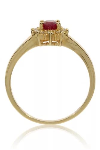 Sárga arany gyémánt és rubin köves gyűrű 81534