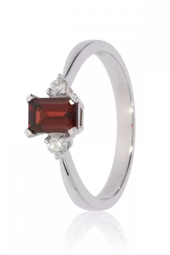 Fehér arany gyémánt és gránát köves gyűrű 81581