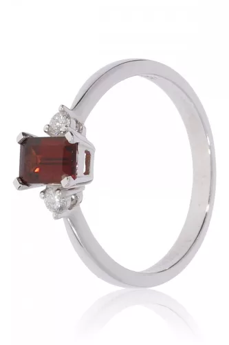 Fehér arany gyémánt és gránát köves gyűrű 81581