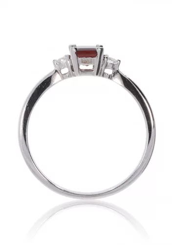 Fehér arany gyémánt és gránát köves gyűrű 81581
