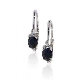   Fehér arany gyémánt és zafír köves patent záras fülbevaló 81625