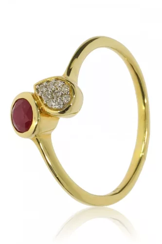 Sárga arany rubin és cirkon köves gyűrű 81761