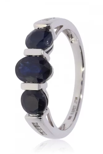 Fehér arany kék zafír köves gyűrű 81890