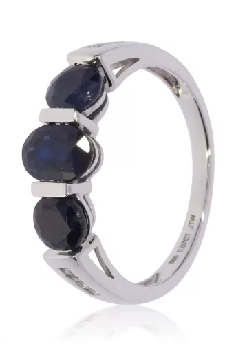 Fehér arany kék zafír köves gyűrű 81890