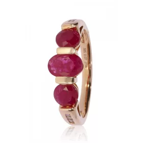 Vörös arany gyémánt és rubin köves gyűrű 81891