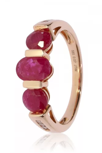 Vörös arany gyémánt és rubin köves gyűrű 81891