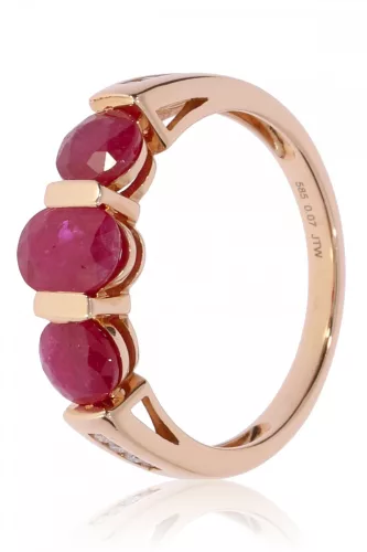 Vörös arany gyémánt és rubin köves gyűrű 81891