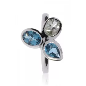 Fehér arany kék topáz és ametiszt köves gyűrű 82001