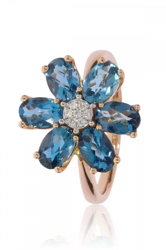 Vörös arany gyémánt és ametiszt köves gyűrű 82004