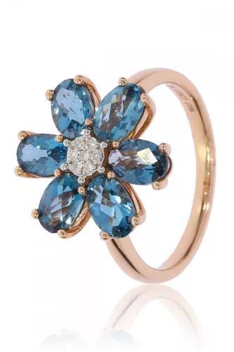 Vörös arany gyémánt és ametiszt köves gyűrű 82004