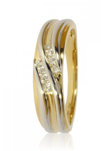 Sárga-Fehér arany gyémánt köves gyűrű 82013