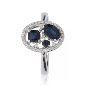 Fehér arany gyémánt és zafír köves gyűrű 82014