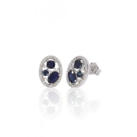  Fehér arany gyémánt és zafír köves stekkeres fülbevaló 82016